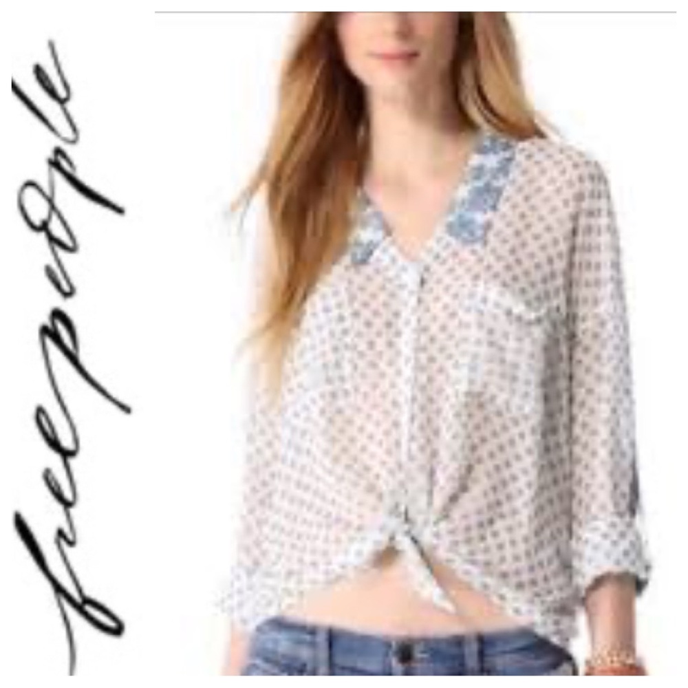 FREE PEOPLE SHEER OVERSIZED LONG SLEEVE BUTTON DOWN BLOUSE SIZE SMALL